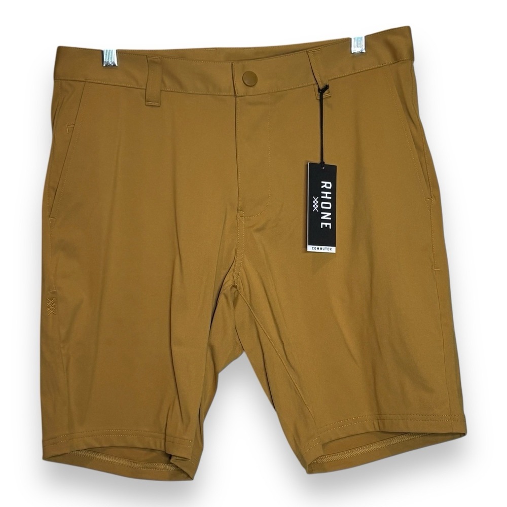 NWT‎ Rhone Flex Knit Commuter Short Stretch Mustard Yellow 30 Inseam 9"